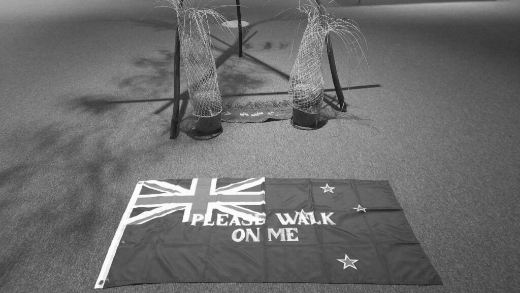 Photograph of Diane Prince's artwork 'Flagging the Future'